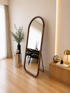 STANDSPIEGEL 180X70 CM MIT HOLZRAHMEN AUS KIEFERNHOLZ IN WALNUSS-OPTIK