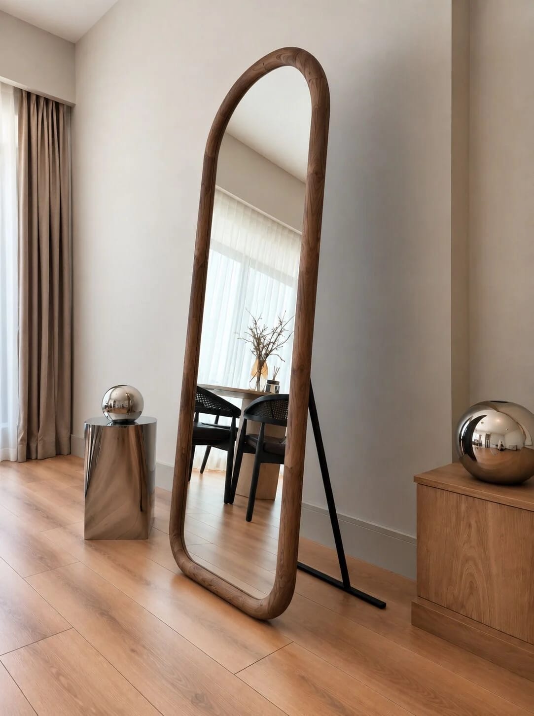 Großer Standspiegel mit Holzrahmen 180x70 cm aus massivem Kiefernholz